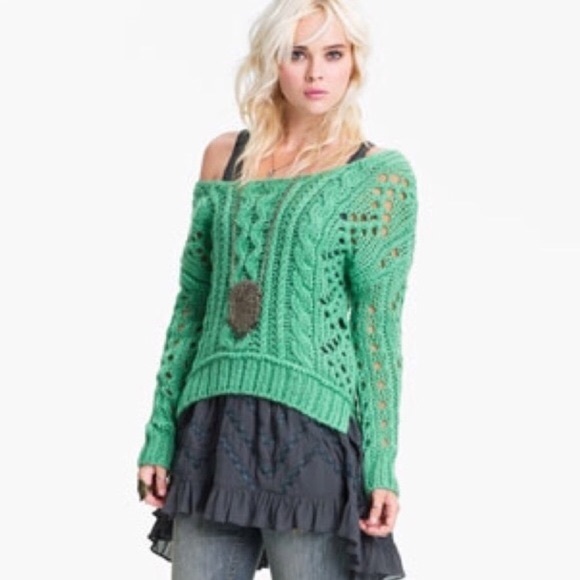 FP Mint Green Fluff Knit Pullover Sweater - Picture 8 of 8